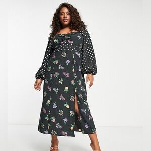 ASOS Floral Polka Dot Midi Dress Sz 12